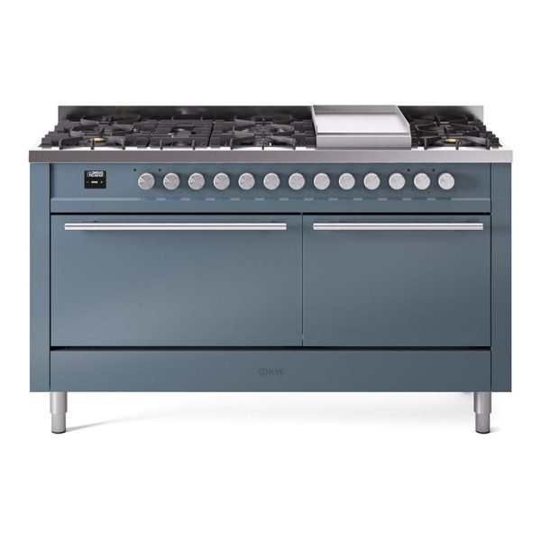 ILVE Professional Plus II 60" Dual Fuel Range with 9 Sealed Burners + Griddle Solid Door - UP60FQMP - Image 2