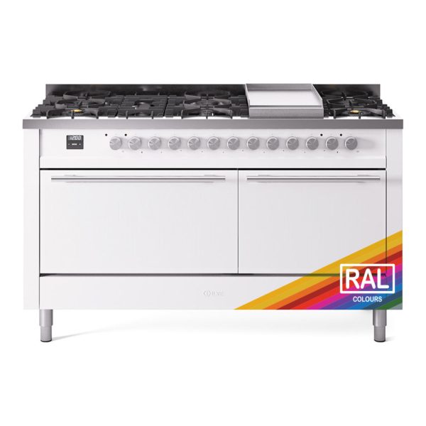 ILVE Professional Plus II 60" Dual Fuel Range with 9 Sealed Burners + Griddle Solid Door - UP60FQMP - Image 5
