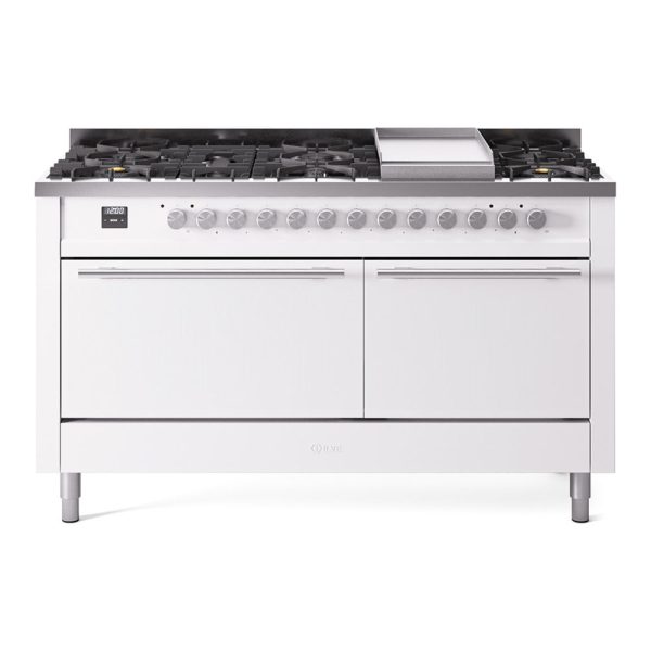 ILVE Professional Plus II 60" Dual Fuel Range with 9 Sealed Burners + Griddle Solid Door - UP60FQMP - Image 7