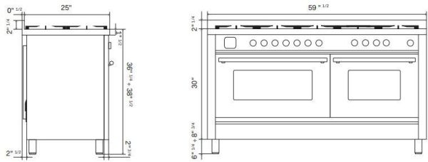ILVE Professional Plus II 60 Inch Dual Fuel Freestanding Range in Stainless Steel with Trim - UP60FSWMP - Image 15