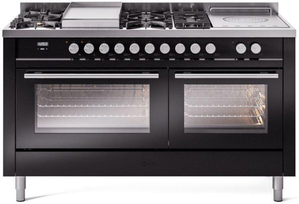 ILVE Professional Plus II 60 Inch Dual Fuel Freestanding Range in Stainless Steel with Trim - UP60FSWMP - Image 2