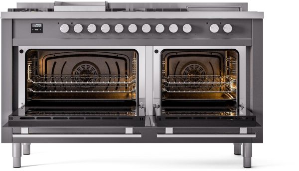 ILVE Professional Plus II 60 Inch Dual Fuel Freestanding Range in Stainless Steel with Trim - UP60FSWMP - Image 26