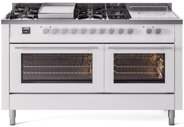 ILVE Professional Plus II 60 Inch Dual Fuel Freestanding Range in Stainless Steel with Trim - UP60FSWMP - Image 4