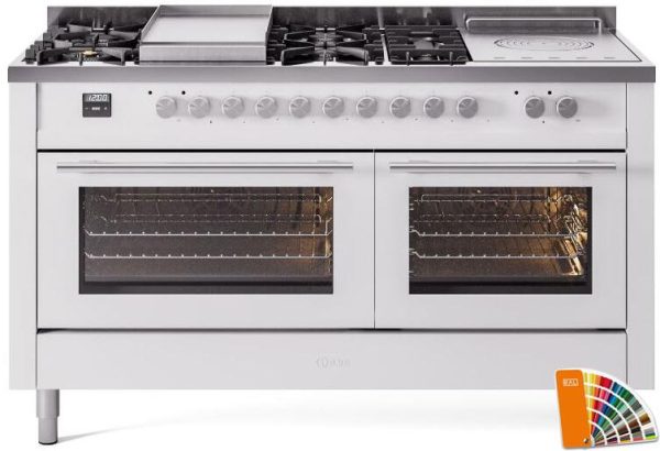 ILVE Professional Plus II 60 Inch Dual Fuel Freestanding Range in Stainless Steel with Trim - UP60FSWMP - Image 5