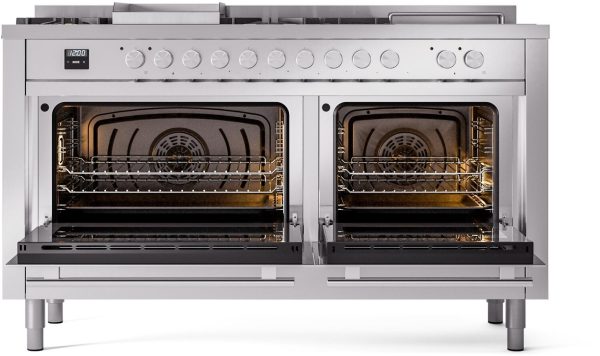 ILVE Professional Plus II 60 Inch Dual Fuel Freestanding Range in Stainless Steel with Trim - UP60FSWMP - Image 6