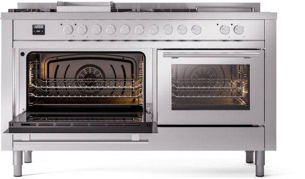 ILVE Professional Plus II 60 Inch Dual Fuel Freestanding Range in Stainless Steel with Trim - UP60FSWMP - Image 7