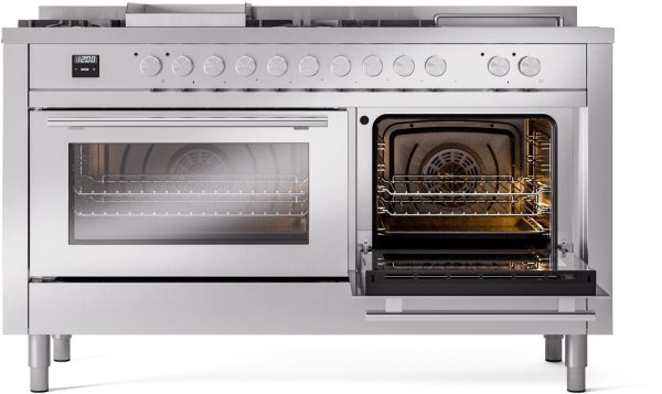 ILVE Professional Plus II 60 Inch Dual Fuel Freestanding Range in Stainless Steel with Trim - UP60FSWMP - Image 8