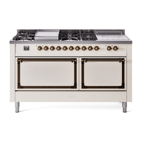 ILVE Nostalgie II Noblesse 60" Dual Fuel Freestanding Range with 7 Sealed Burners + Griddle + French Top with Solid Door - UN60FSQNMP - Image 2