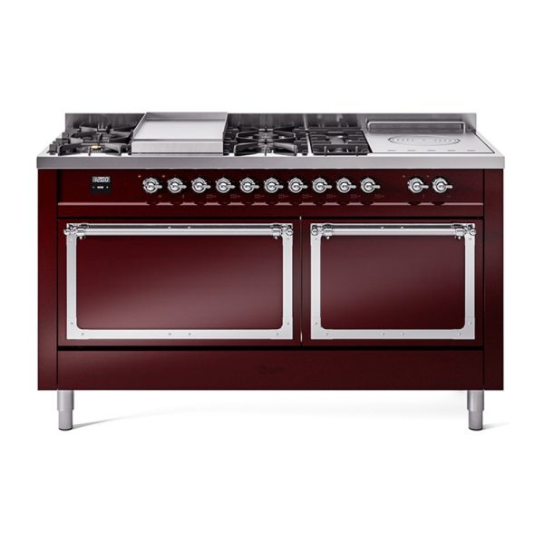 ILVE Nostalgie II Noblesse 60" Dual Fuel Freestanding Range with 7 Sealed Burners + Griddle + French Top with Solid Door - UN60FSQNMP - Image 15