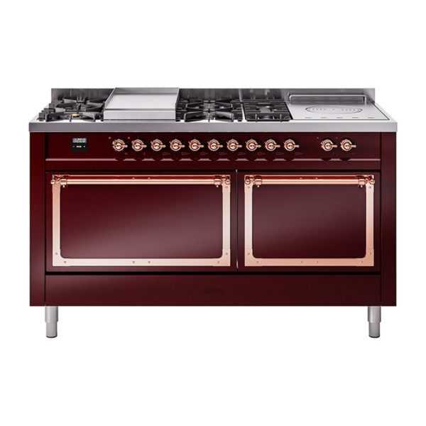ILVE Nostalgie II Noblesse 60" Dual Fuel Freestanding Range with 7 Sealed Burners + Griddle + French Top with Solid Door - UN60FSQNMP - Image 17