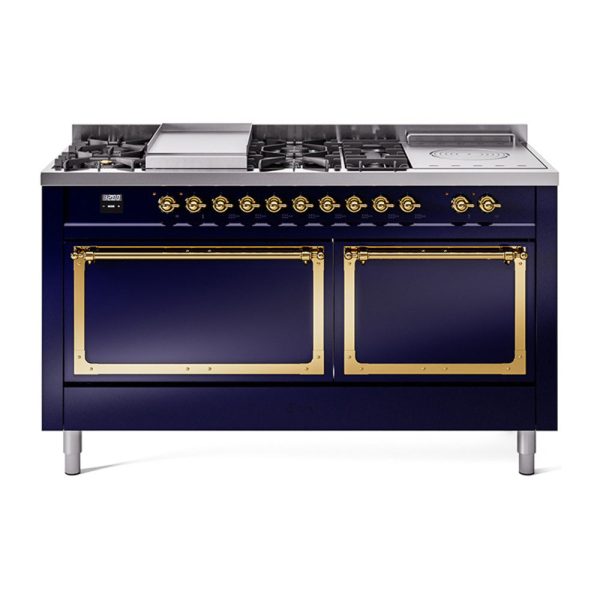 ILVE Nostalgie II Noblesse 60" Dual Fuel Freestanding Range with 7 Sealed Burners + Griddle + French Top with Solid Door - UN60FSQNMP - Image 24