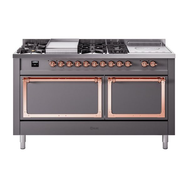 ILVE Nostalgie II Noblesse 60" Dual Fuel Freestanding Range with 7 Sealed Burners + Griddle + French Top with Solid Door - UN60FSQNMP - Image 29