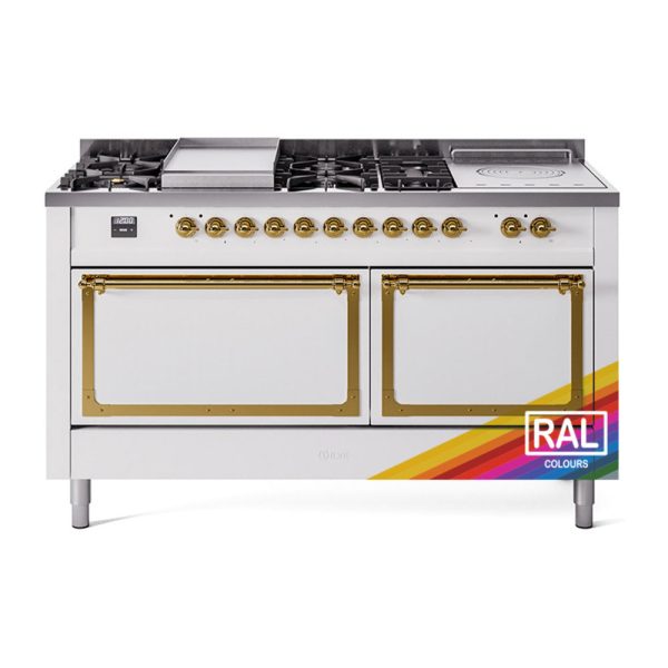 ILVE Nostalgie II Noblesse 60" Dual Fuel Freestanding Range with 7 Sealed Burners + Griddle + French Top with Solid Door - UN60FSQNMP - Image 32