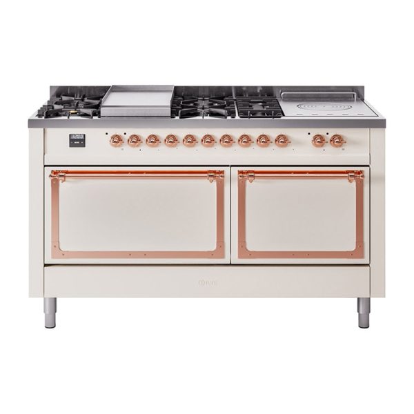 ILVE Nostalgie II Noblesse 60" Dual Fuel Freestanding Range with 7 Sealed Burners + Griddle + French Top with Solid Door - UN60FSQNMP - Image 5