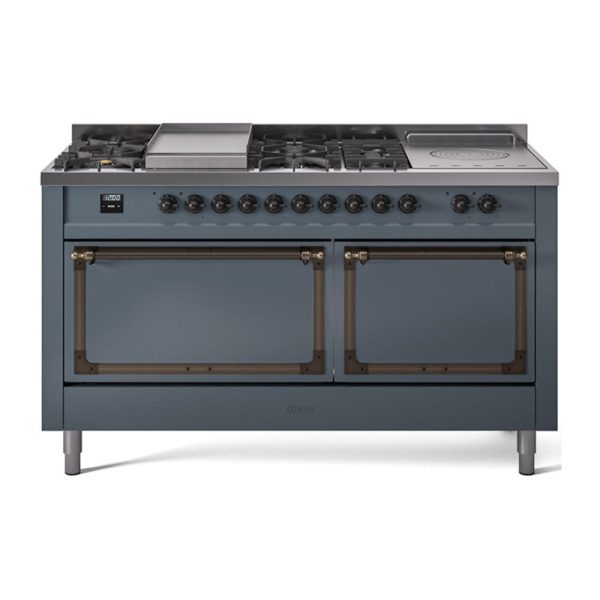 ILVE Nostalgie II Noblesse 60" Dual Fuel Freestanding Range with 7 Sealed Burners + Griddle + French Top with Solid Door - UN60FSQNMP - Image 6