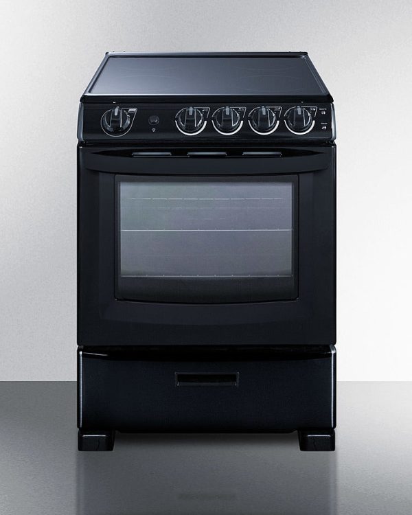 Summit 24" Wide Electric Smooth-Top Range in Black - REX2431BRT