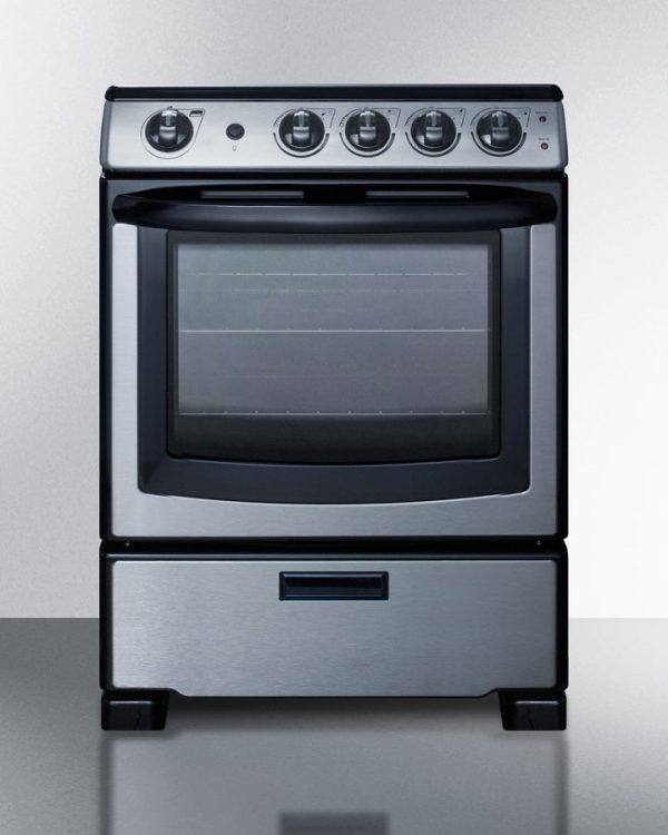 Summit 24" Wide Electric Smooth-Top Range in Stainless Steel - REX2451SSRT - Image 2