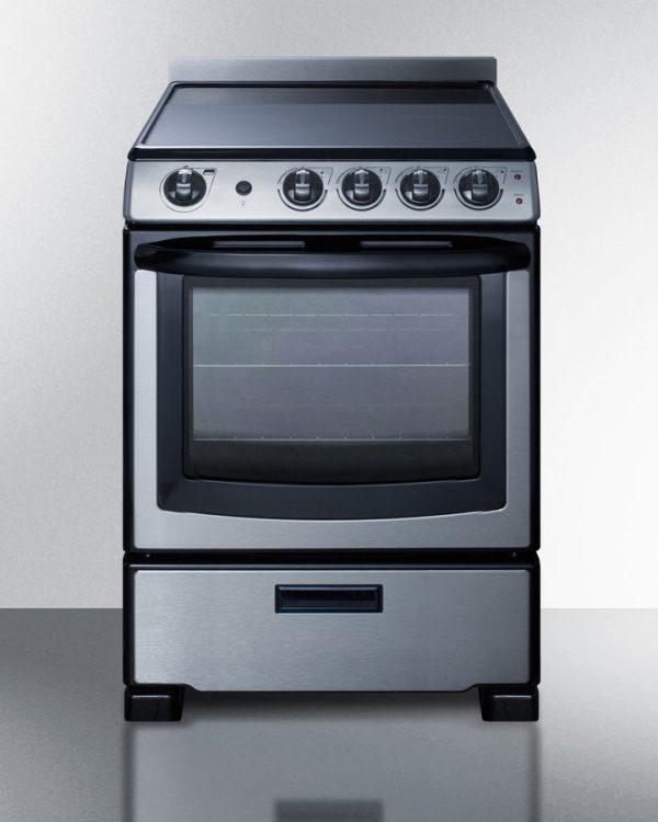 Summit 24" Wide Electric Smooth-Top Range in Stainless Steel - REX2451SSRT - Image 3