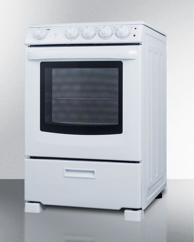 Summit 24" Wide Electric Smooth-Top Range in White