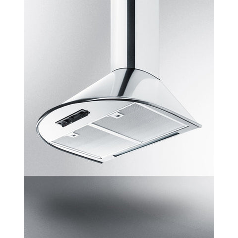 Summit 24" Wide Wall-Mounted Range Hood in Stainless Steel with Curved Canopy