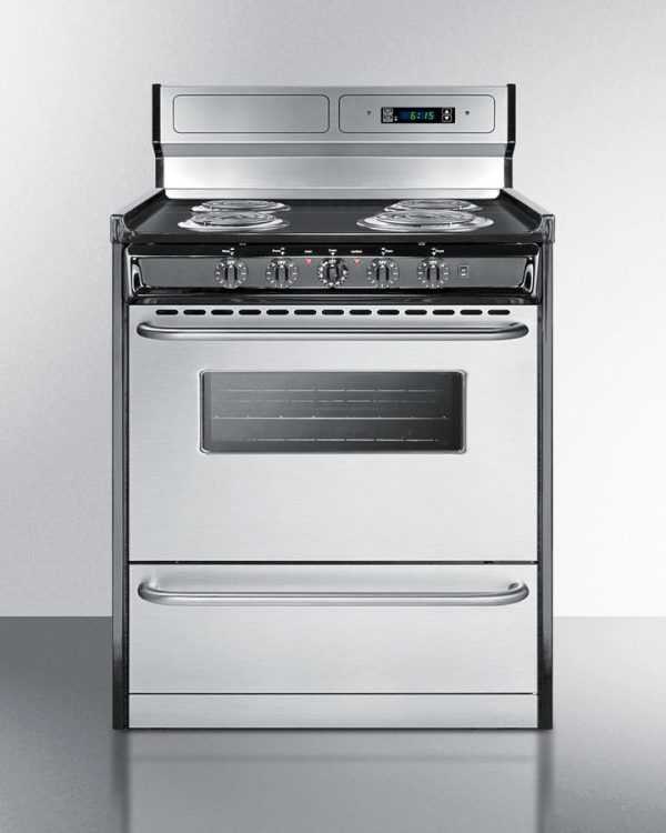Summit 30" Wide Electric Coil Range - TEM230BKWY