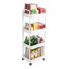 Vtopmart 4 Tier Rolling Cart with Wheels, Detachable Utility Storage Cart with Handle and Lockable Casters, Storage Basket Organizer Shelves, Easy Assemble for Bathroom, Kitchen, white