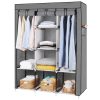 Vtopmart Portable Closet with 2 Hanging Rods, 8 Storage Organizer Shelves with Cover, Grey