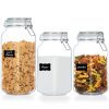 Vtopmart 3 PCS Airtight Glass Jars with Lids, Vtopmart 3 PCS Food Storage Canister, Square Mason Jar Containers, 78oz*1+50oz*2