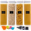 Airtight Food Storage Containers, Vtopmart 4 Pieces BPA Free Plastic Spaghetti Containers with Easy Lock Lids, for Kitchen Pantry Organization and Storage, Include 24 Labels