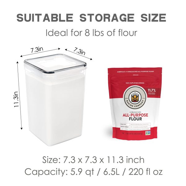 Large Food Storage Containers with Lids Airtight 6.5L / 5.9 quart, for Flour, Sugar, Baking Supply and Dry Food Storage, PANTRYSTAR 2PCS BPA Free Plastic Canisters for Kitchen Pantry Organization - Image 2