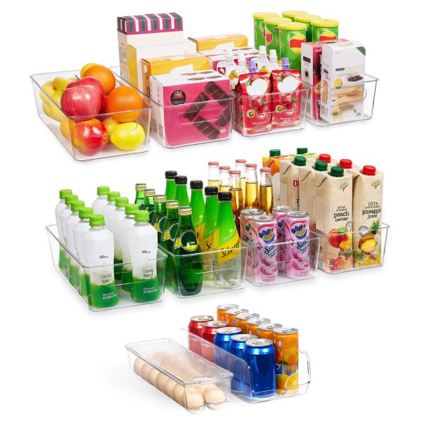 Vtopmart Set of 10 Fridge Organizer, Refrigerator Organizing Bins with Handles, BPA-Free Clear Plastic Fridge Storage Containers