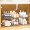 Vtopmart 3 Pack Bathroom Plastic Storage Organizer, 2 Tier Clear Under Sink Organizers Vanity Countertop Storage Container