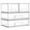 Vtopmart Stackable Storage Drawers Set of 4,Clear Plastic Organizer Bins for Makeup, Cosmetics, Beauty Supplies