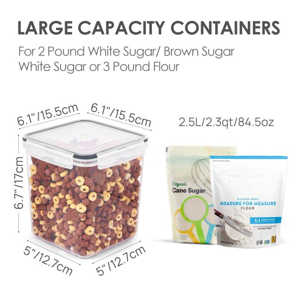 Airtight Storage Canisters, Vtopmart 4 Pcs Large Food Storage Container for Flour, Sugar - Image 2