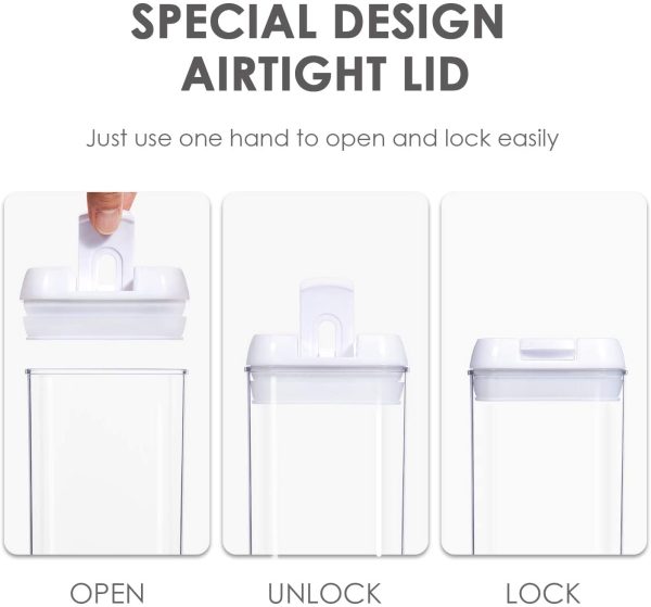 Airtight Food Storage Containers, Vtopmart 4 Pieces BPA Free Plastic Spaghetti Containers with Easy Lock Lids, for Kitchen Pantry Organization and Storage, Include 24 Labels - Image 3