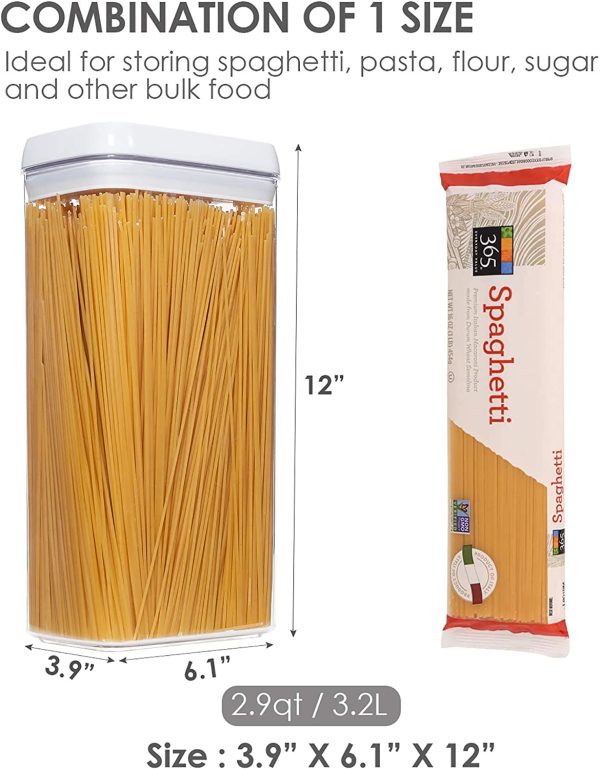 Airtight Food Storage Containers, Vtopmart 4 Pieces Large BPA Free Plastic Spaghetti Containers with Easy Lock Lids, for Kitchen Pantry Organization and Storage, Include 24 Labels - Image 2