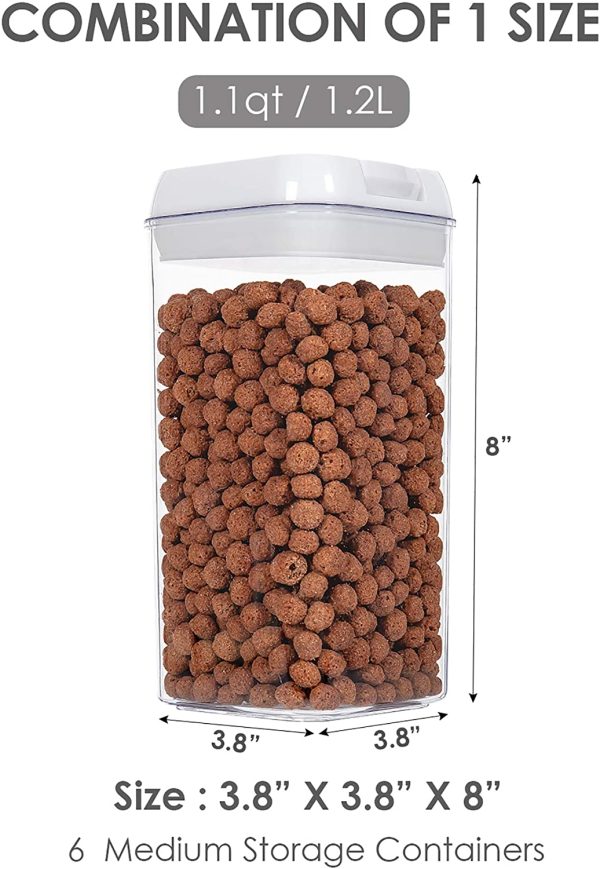 Airtight Food Storage Containers, Vtopmart 6 Pieces Medium BPA Free Plastic Canister with Easy Lock Lids, for Kitchen Pantry Organization and Storage, Include 24 Labels - Image 2