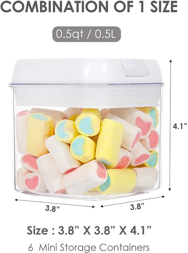 Airtight Food Storage Containers, Vtopmart 6 Pieces Mini BPA Free Plastic Containers with Easy Lock Lids, for Kitchen Pantry Organization and Storage, Include 24 Labels - Image 2