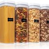Airtight Food Storage Containers, Vtopmart 4 Pieces Large BPA Free Plastic Spaghetti Containers with Easy Lock Lids, for Kitchen Pantry Organization and Storage, Include 24 Labels