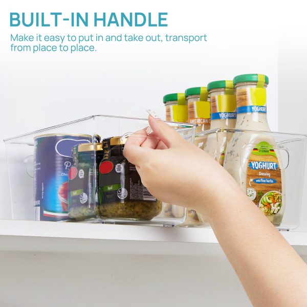 Vtopmart Clear Plastic Storage Bins, 4 Pack Small Pantry Organizer Bins with Handle for Kitchen, Freezer,Cabinet,Closet Organization and Storage - Image 3