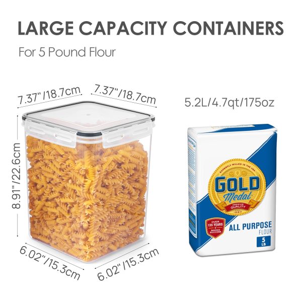 Airtight Storage Canisters, Vtopmart 4 Pcs Large Food Storage Container for Flour, Sugar - Image 3