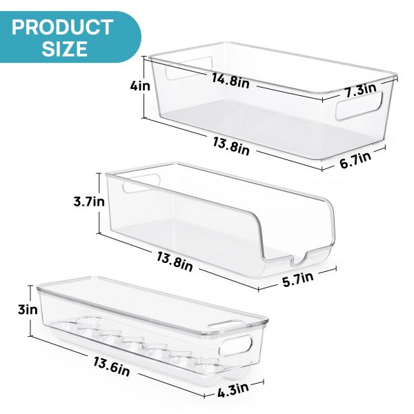 Vtopmart Set of 10 Fridge Organizer, Refrigerator Organizing Bins with Handles, BPA-Free Clear Plastic Fridge Storage Containers - Image 2