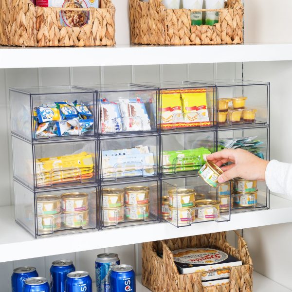 Vtopmart 6 Pack Clear Stackable Plastic Storage Drawers, 4.4'' Tall Acrylic Bathroom Makeup Organizer - Image 3