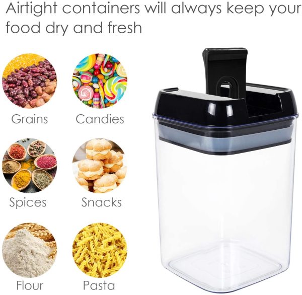 Airtight Food Storage Containers, Vtopmart 7 Pieces BPA Free Plastic Cereal Containers with Easy Lock Lids, for Kitchen Pantry Organization and Storage, Include 24 Labels,Black - Image 3
