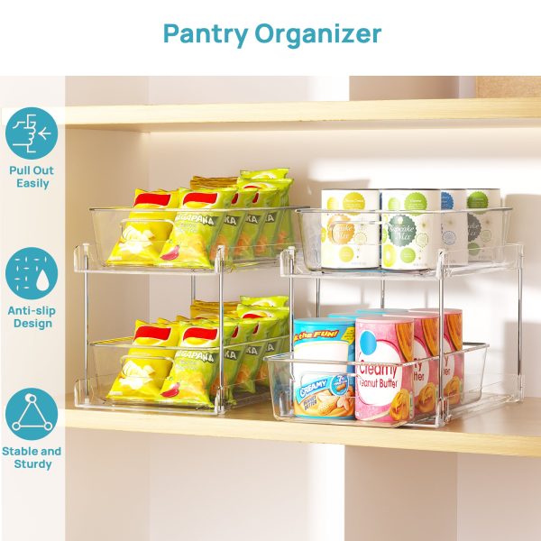 Vtopmart 3 Pack Bathroom Plastic Storage Organizer, 2 Tier Clear Under Sink Organizers Vanity Countertop Storage Container - Image 3