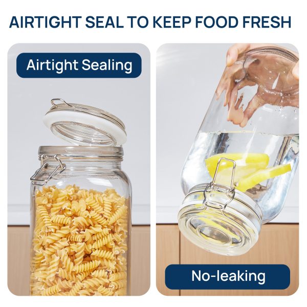 Vtopmart 3 PCS Airtight Glass Jars with Lids, Vtopmart 3 PCS Food Storage Canister, Square Mason Jar Containers, 78oz*1+50oz*2 - Image 3