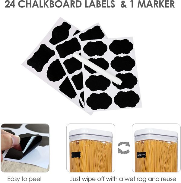 Airtight Food Storage Containers, Vtopmart 4 Pieces Large BPA Free Plastic Spaghetti Containers with Easy Lock Lids, for Kitchen Pantry Organization and Storage, Include 24 Labels - Image 4