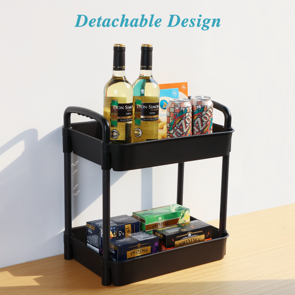 Vtopmart 3 Tier Rolling Cart with Wheels, Detachable Utility Storage Cart with Handle and Lockable Casters, Heavy Duty Storage Basket Organizer Shelves, Easy Assemble for Office, Bathroom, Kitchen - Image 5