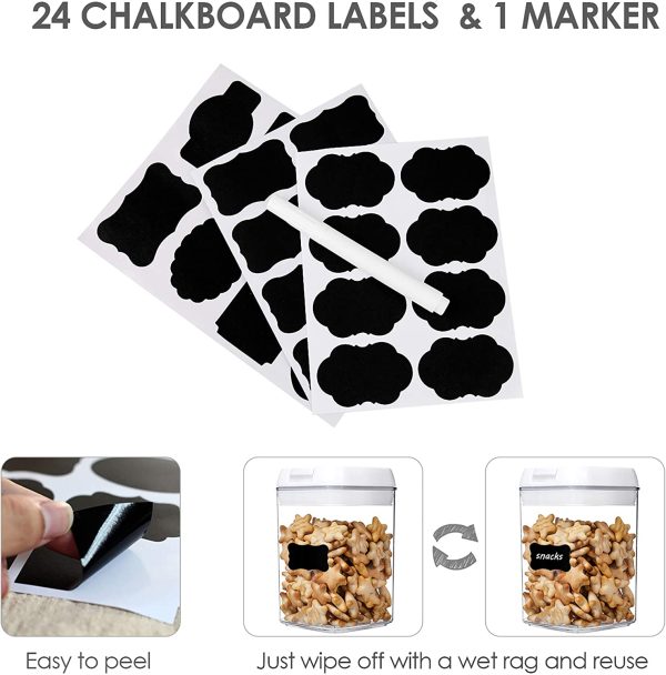 Airtight Food Storage Containers, Vtopmart 6 Pieces Small BPA Free Plastic Cereal Containers with Easy Lock Lids,for Kitchen Pantry Organization and Storage,Include 24 Labels - Image 5