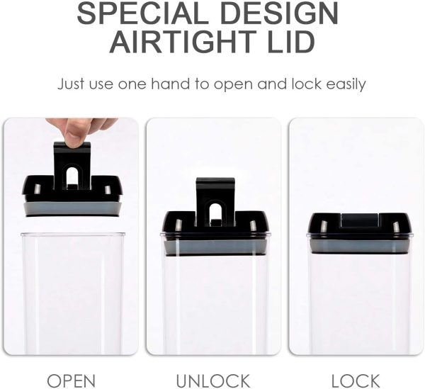 Airtight Food Storage Containers, Vtopmart 7 Pieces BPA Free Plastic Cereal Containers with Easy Lock Lids, for Kitchen Pantry Organization and Storage, Include 24 Labels,Black - Image 5